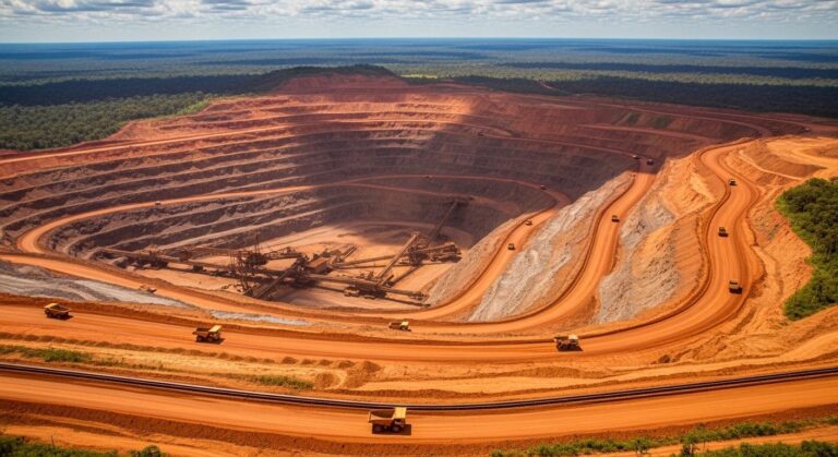 Vista aérea de la mina de tierras raras en Goiás, Brasil, donde un consorcio estadounidense concretó una inversión estratégica para asegurar el suministro de minerales críticos fuera de Asia.