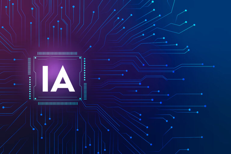 Tecnología de IA, microchip, contexto, concepto de transformación digital